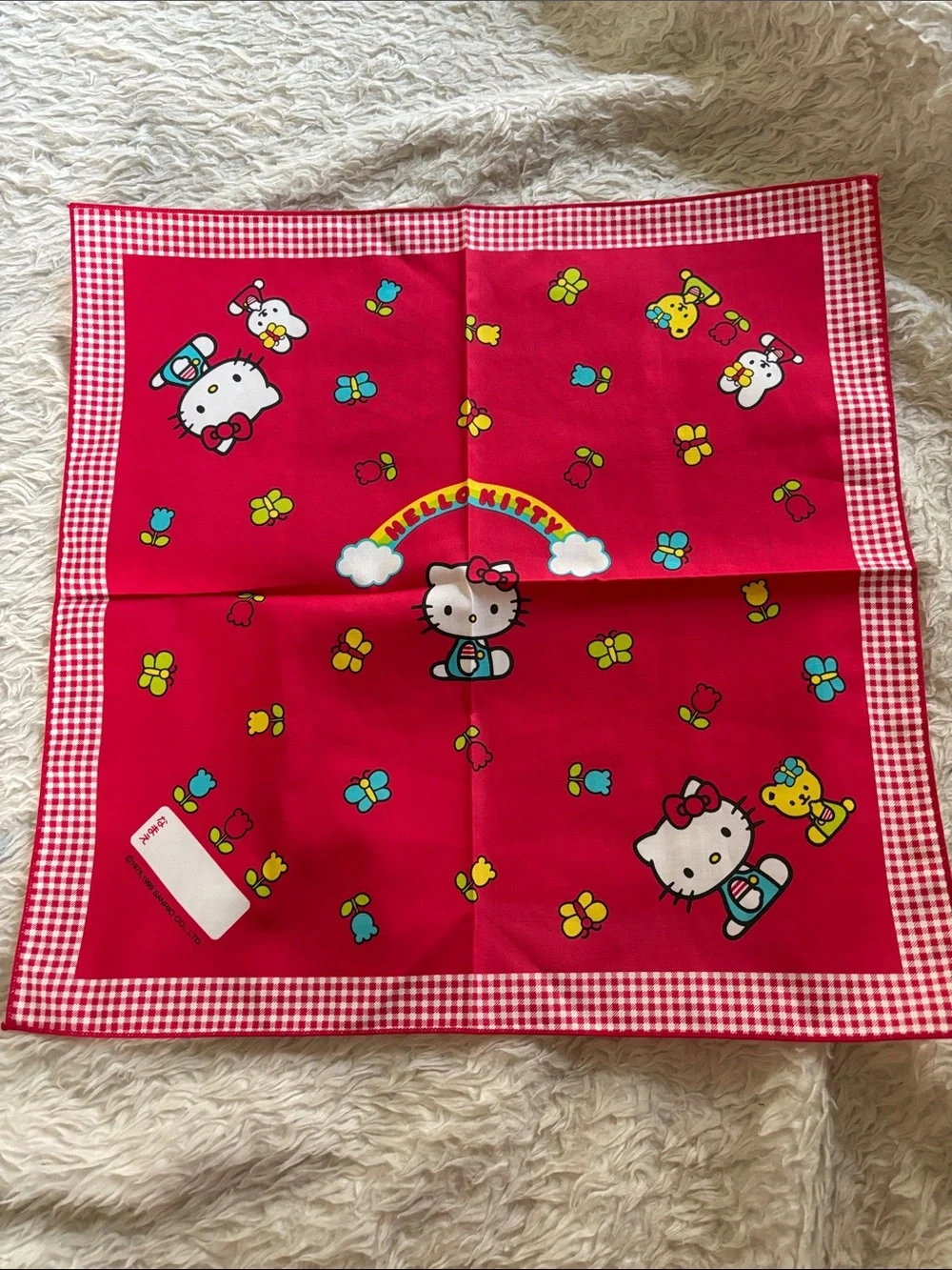 Sanrio Hello Kitty Red Floral Checkered Party Bandana